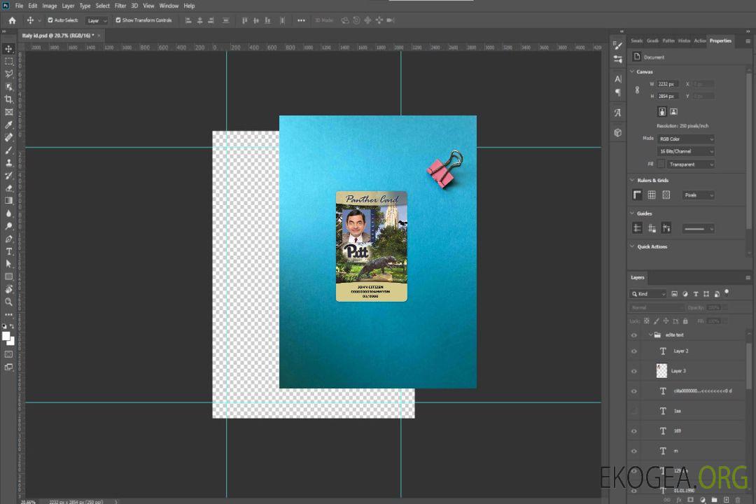 USA Carte d'étudiant de l'Université de Pittsburgh, carte Panther photolook AVANT template USA Carte d'étudiant de l'Université de Pittsburgh, carte Panther photolook AVANT template